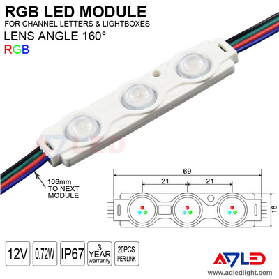 RGB LED मॉड्यूल लाइट्स SMD 5050 वाटरप्रूफ बैकलाइट साइनेज 3 कलर चेंजिंग 12 वोल्ट